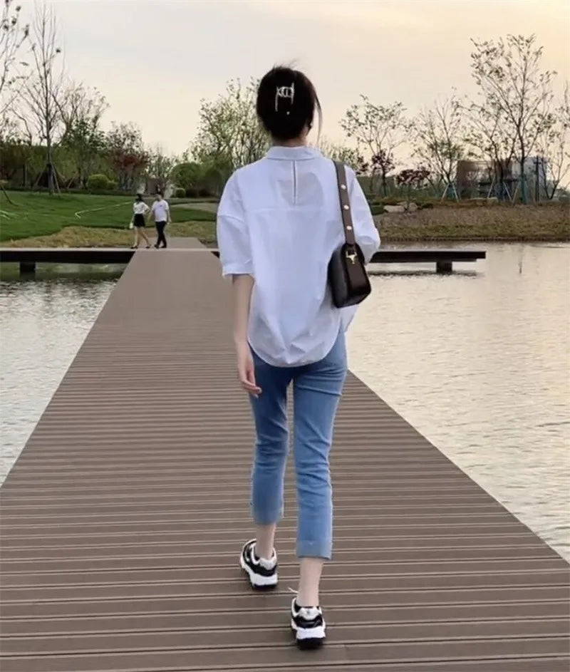 – Estilo Murciélago y Frescura Total Blusa Holgada de Verano con Protección Solar