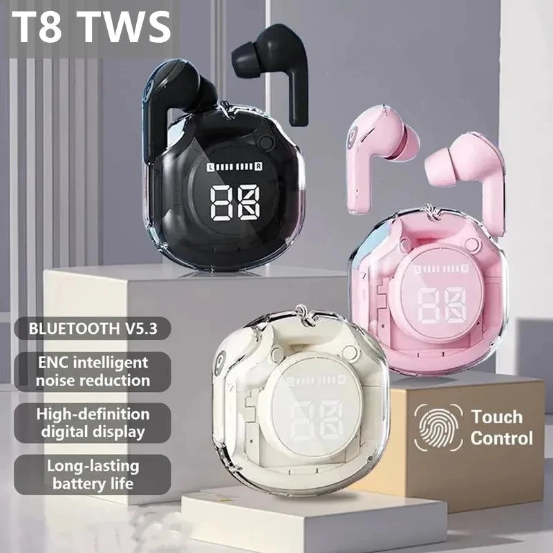 - Bluetooth 5.3: conexión rápida y estable
- Pantalla LED inteligente para nivel de batería
- Diseño transparente único y moderno
- Compatibles con Xiaomi, Huawei, iPhone y más
- Control táctil, cancelación de ruido,